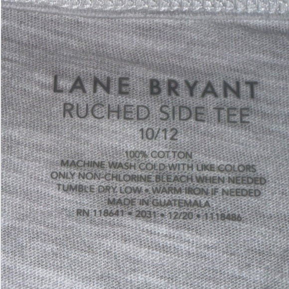 NWT LANE BRYANT V-Neck Ruched-Side Tee - 10/12 White - Picture 5 of 13